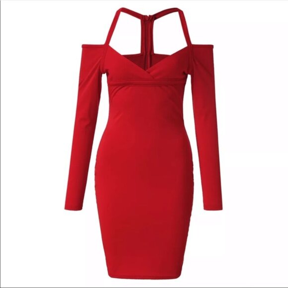 Sexy V-Neck Midi Bodycon Dress - NWT 👗 - Picture 2 of 5